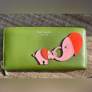 LIMITED Kate Spade Elephant and Mom Zip Around Continental Wallet